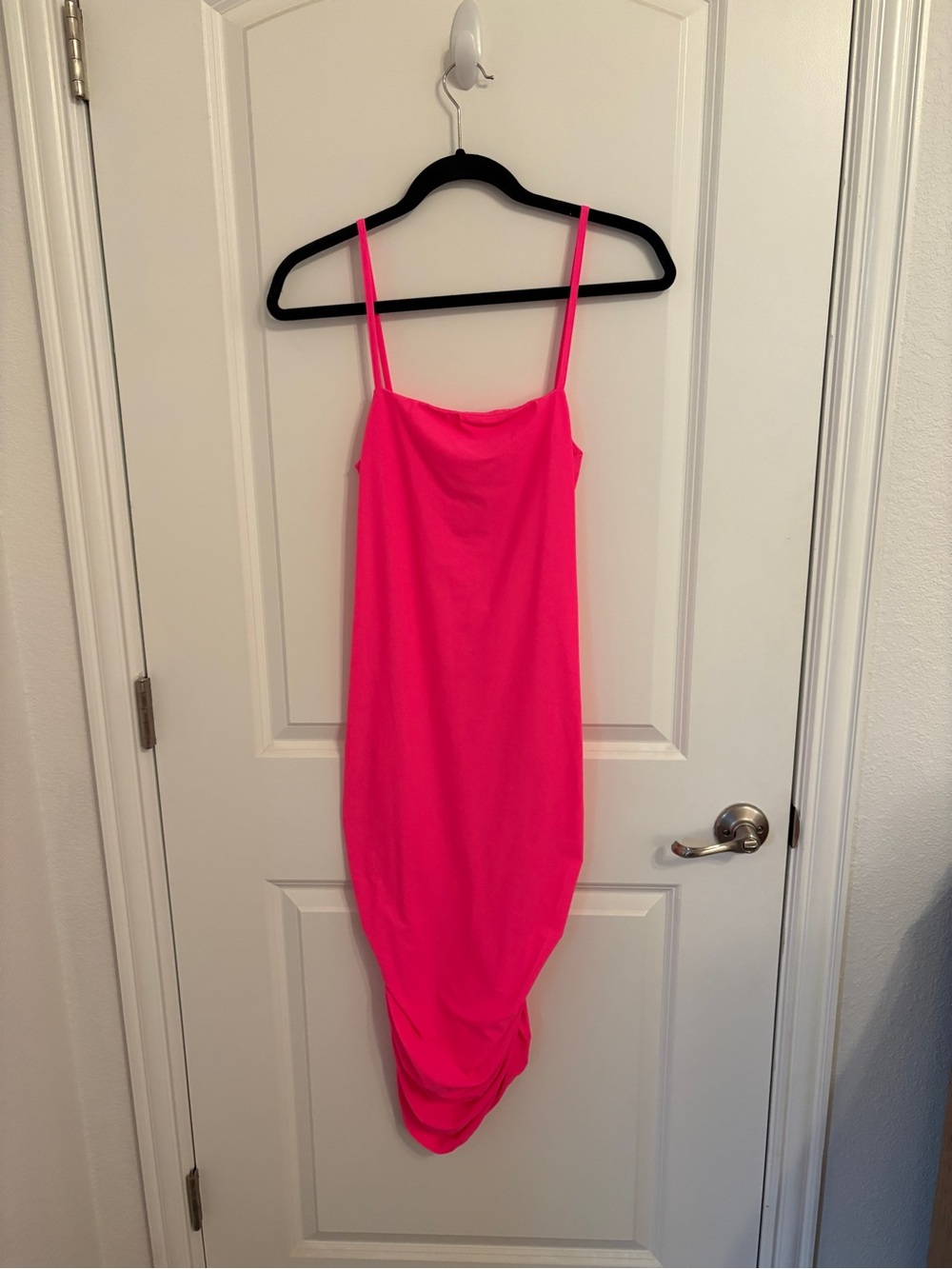 NWT Superdown Neon Pink Ruched Midi Dress Sz M